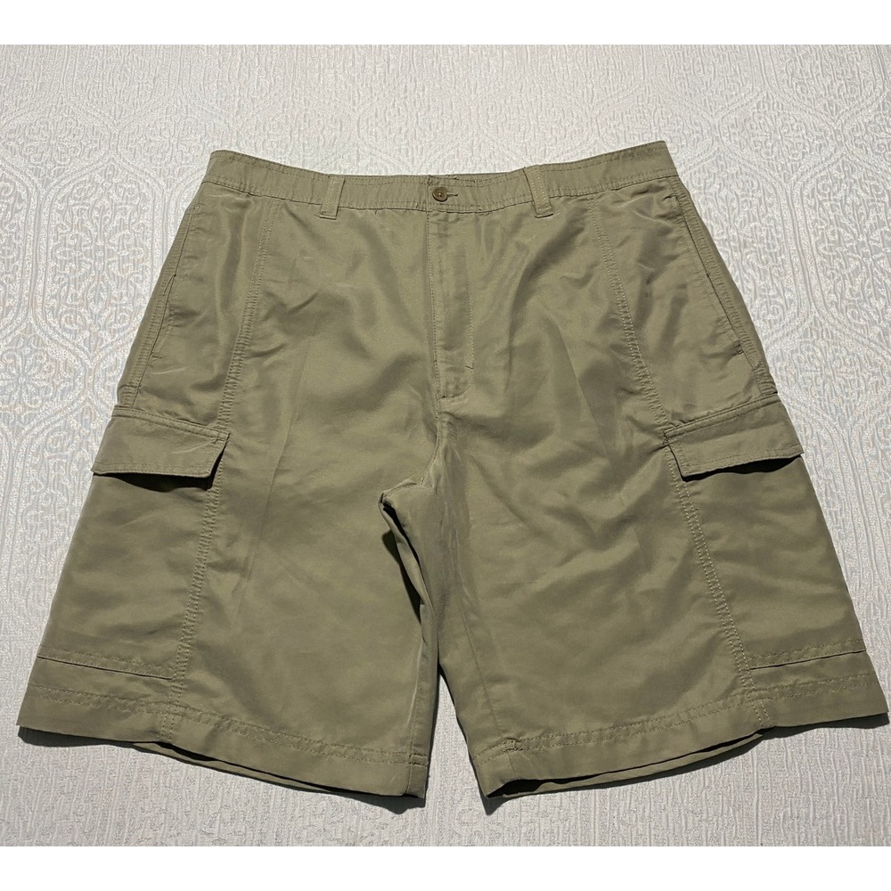 Alfani Mens Khaki Cargo Shorts Size 36 Modal Blend Tan Utility Summer Casual